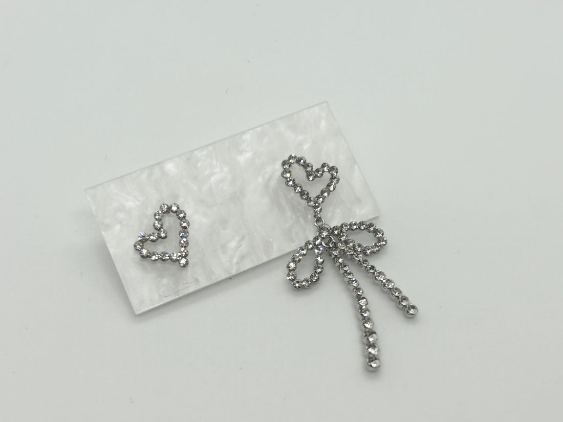 Twinkle Bow & Heart Charm Earrings