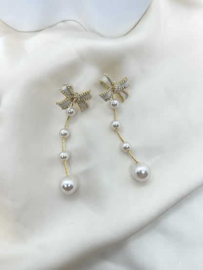 Golden Bow Pearl Drops