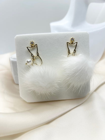 Snow Kitty Earrings